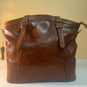 Handmade Moroccan Brown Leather Shoulder Everyday Bag Boho Artisan Luxury  NWT
